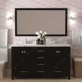 Virtu USA Caroline Avenue 60" Double Bath Vanity with White Quartz Top and Round Sinks with Matching Mirror
