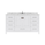 Virtu USA Caroline Avenue 60" Single Bath Vanity with White Quartz Top and Square Sink with Polished Chrome Faucet with Matching Mirror