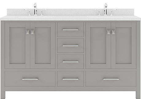 Virtu USA Caroline Avenue 60" Double Bath Vanity with Dazzle White Top and Square Sink - Luxe Bathroom Vanities Luxury Bathroom Fixtures Bathroom Furniture