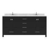Virtu USA Caroline Avenue 72" Double Bath Vanity with White Quartz Top and Square Sinks with Polished Chrome Faucets with Matching Mirror