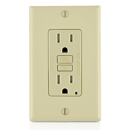 15 Amp, Self Test, Tamper-Resistant Slim GFCI Outlet with LED Indicator Light