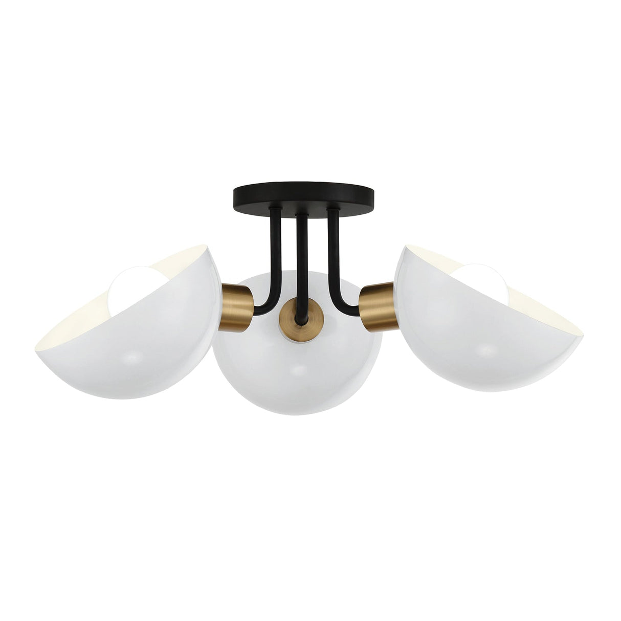 Gigi 3 Light Black + Aged Brass Semi Flush Mount GIG-810-BK-AG