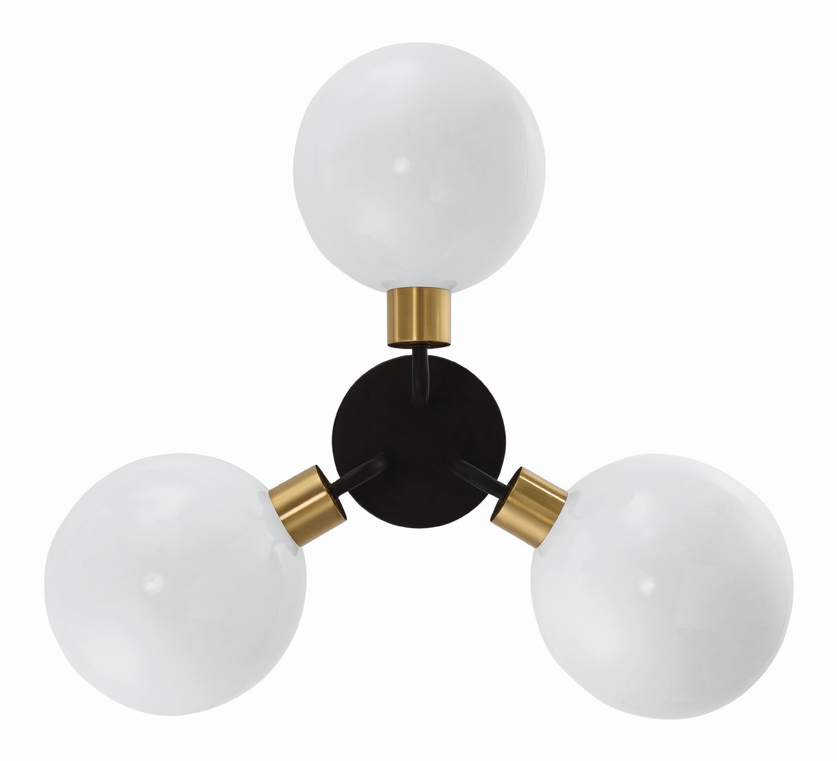 Gigi 3 Light Black + Aged Brass Semi Flush Mount GIG-810-BK-AG