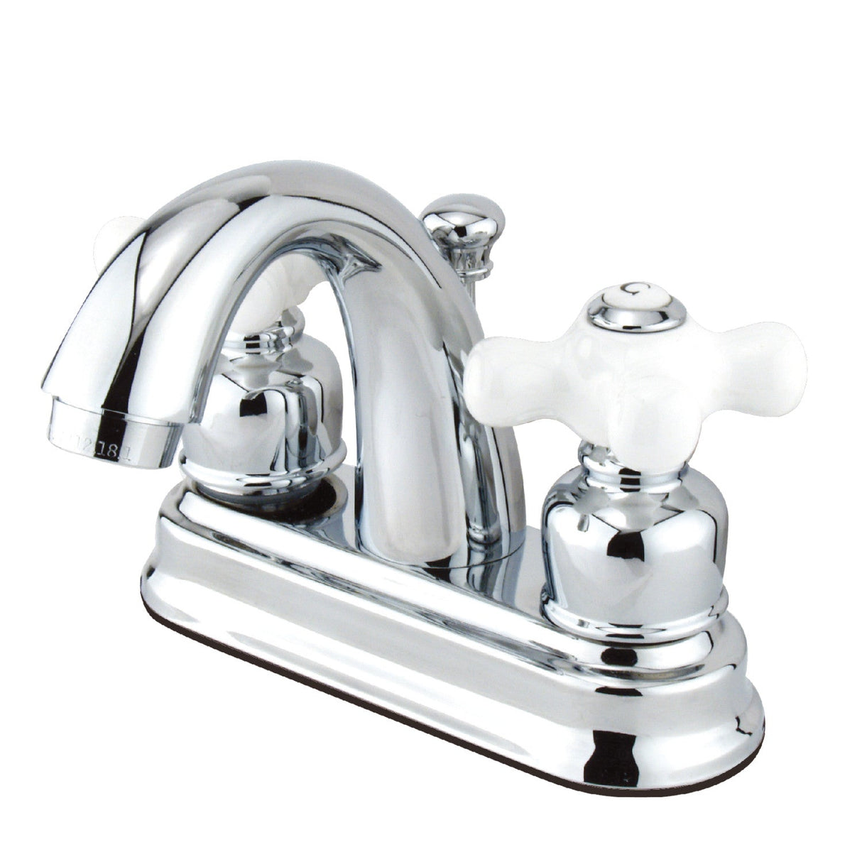 Restoration GKB5611PX Two-Handle 3-Hole Deck Mount 4" Centerset Bathroom Faucet with Plastic Pop-Up, Polished Chrome