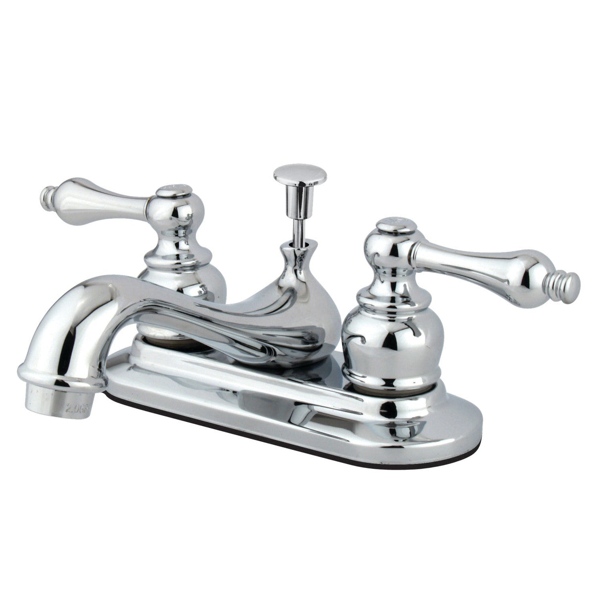 Restoration GKB601AL Two-Handle 3-Hole Deck Mount 4" Centerset Bathroom Faucet with Plastic Pop-Up, Polished Chrome