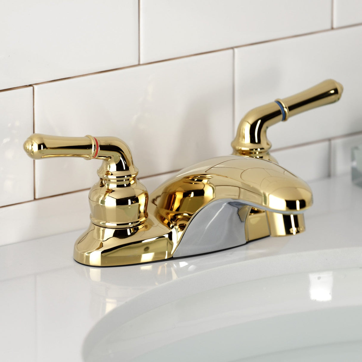 Magellan GKB622LP Two-Handle 2-Hole Deck Mount 4" Centerset Bathroom Faucet, Polished Brass