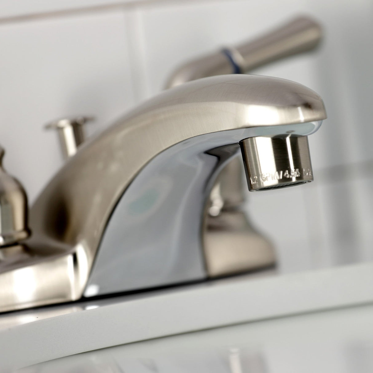 Magellan GKB628 Two-Handle 3-Hole Deck Mount 4" Centerset Bathroom Faucet with Plastic Pop-Up, Brushed Nickel