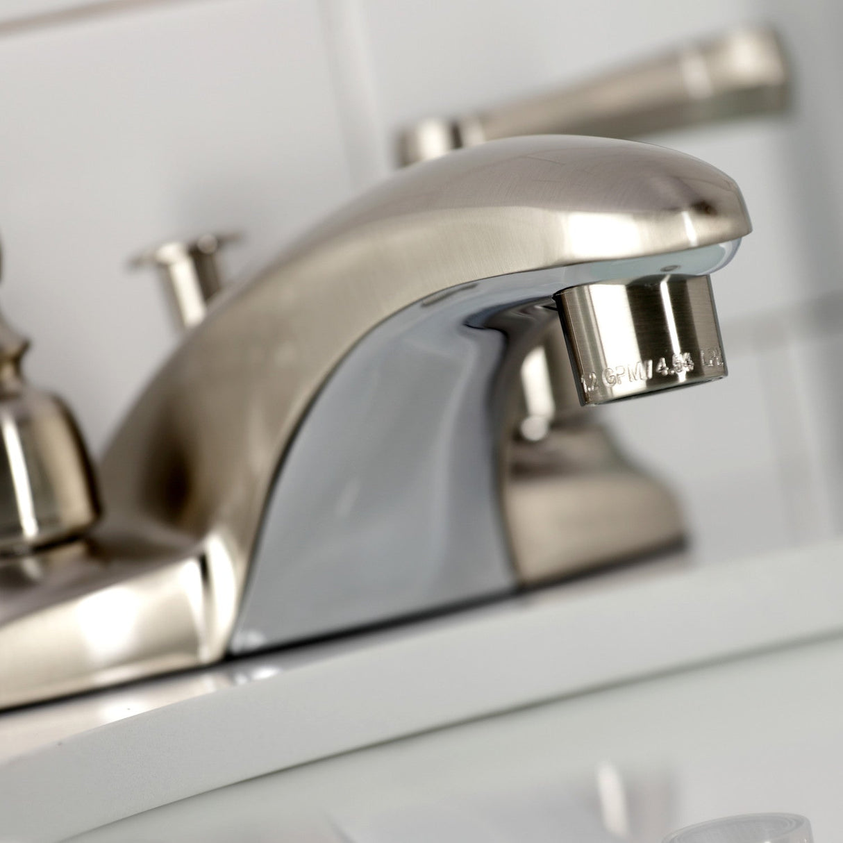 Royale GKB8628FL Two-Handle 3-Hole Deck Mount 4" Centerset Bathroom Faucet with Plastic Pop-Up, Brushed Nickel