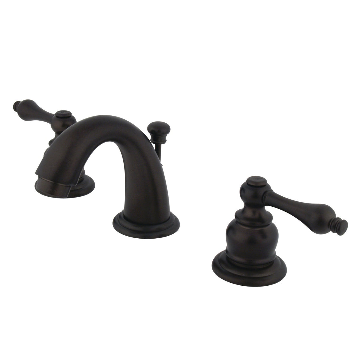 English Country GKB915AL Two-Handle 3-Hole Deck Mount Widespread Bathroom Faucet with Plastic Pop-Up, Oil Rubbed Bronze