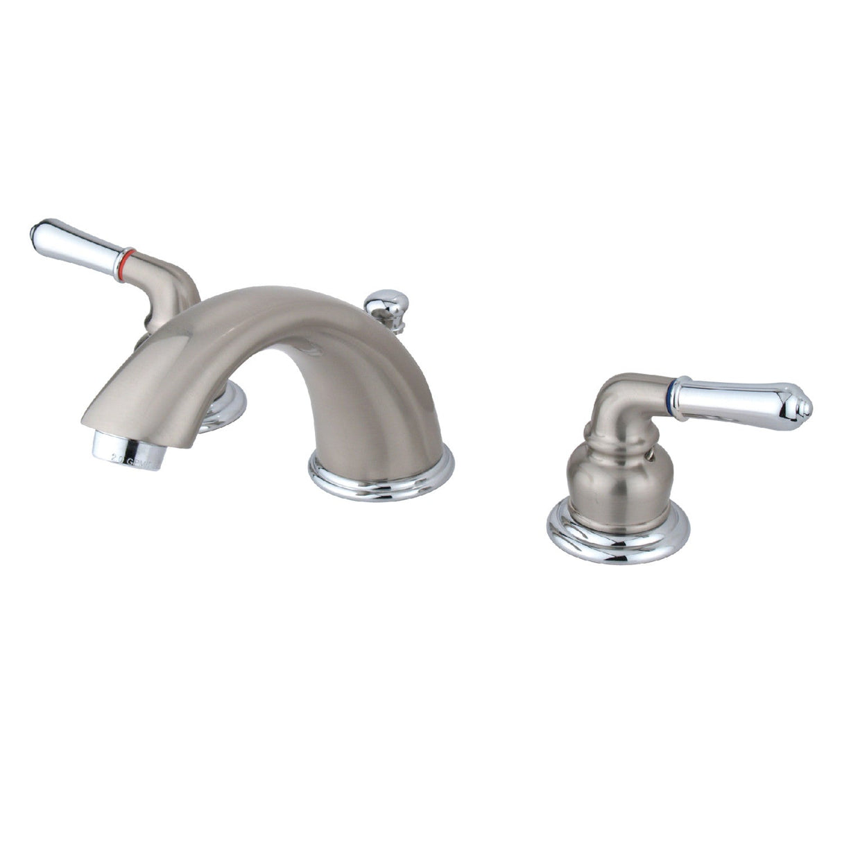 Magellan GKB967 Two-Handle 3-Hole Deck Mount Widespread Bathroom Faucet with Plastic Pop-Up, Brushed Nickel/Polished Chrome