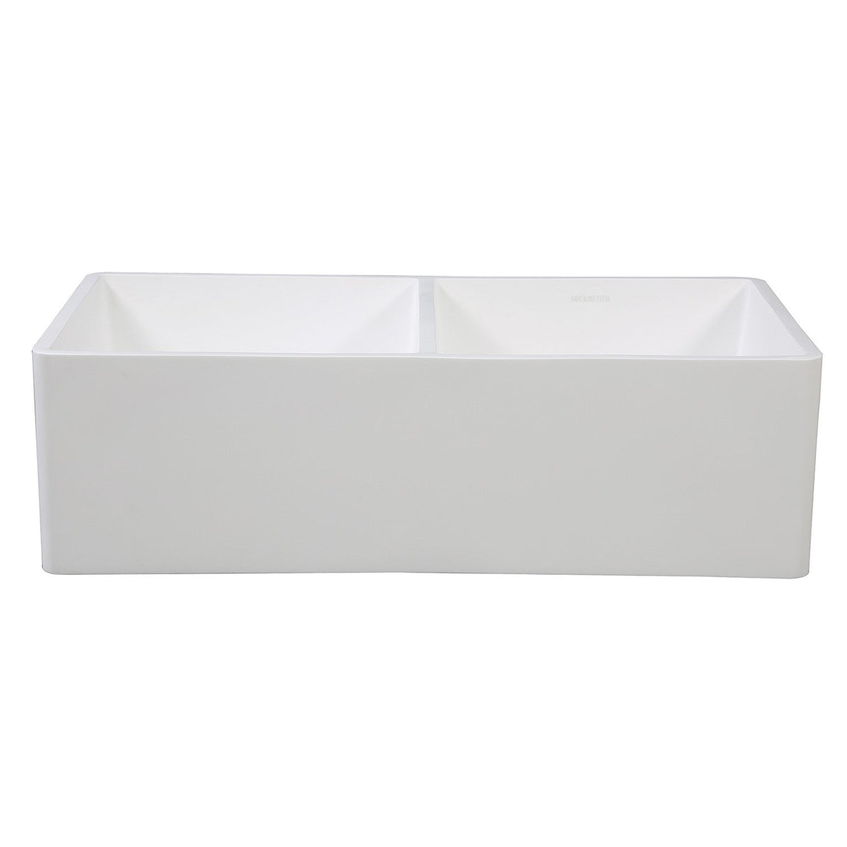 Arcticstone GKFA331810BCD 33-Inch Solid Surface White Stone Apron-Front Double Bowl Farmhouse Kitchen Sink, Matte White