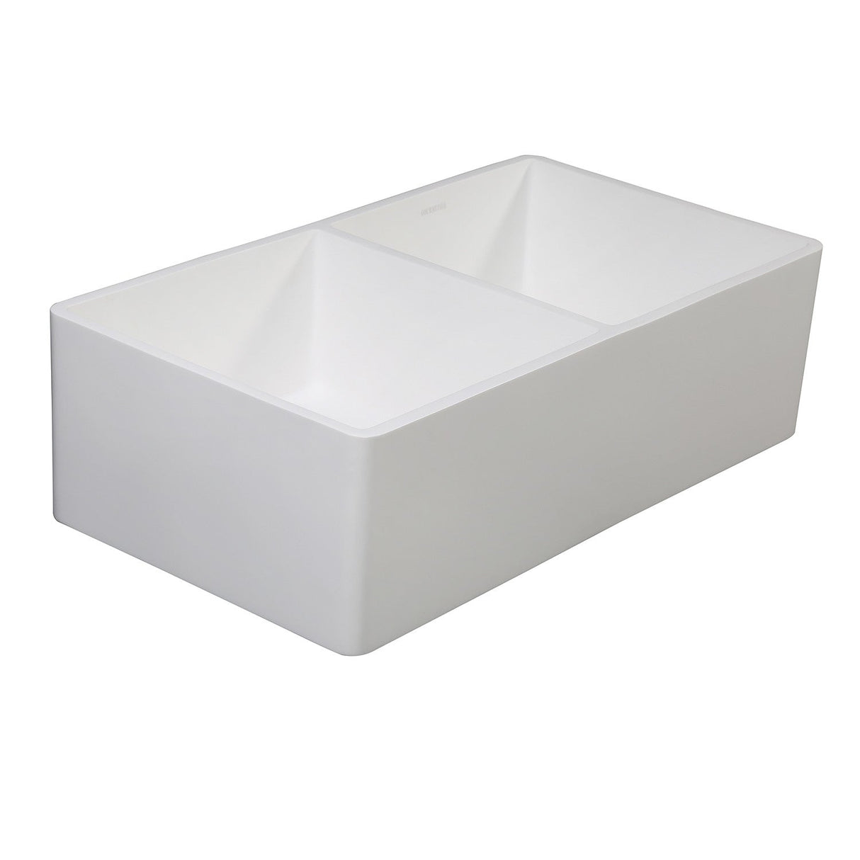 Arcticstone GKFA331810SQD 33-Inch Solid Surface White Stone Apron-Front Double Bowl Farmhouse Kitchen Sink, Matte White