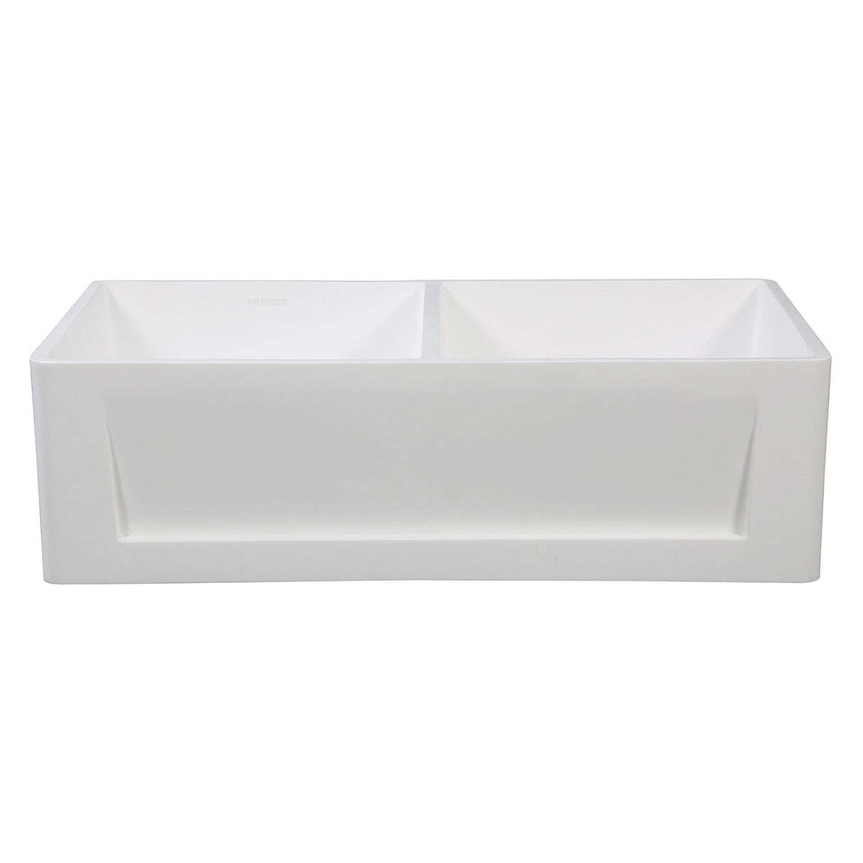 Arcticstone GKFA331810SQD 33-Inch Solid Surface White Stone Apron-Front Double Bowl Farmhouse Kitchen Sink, Matte White