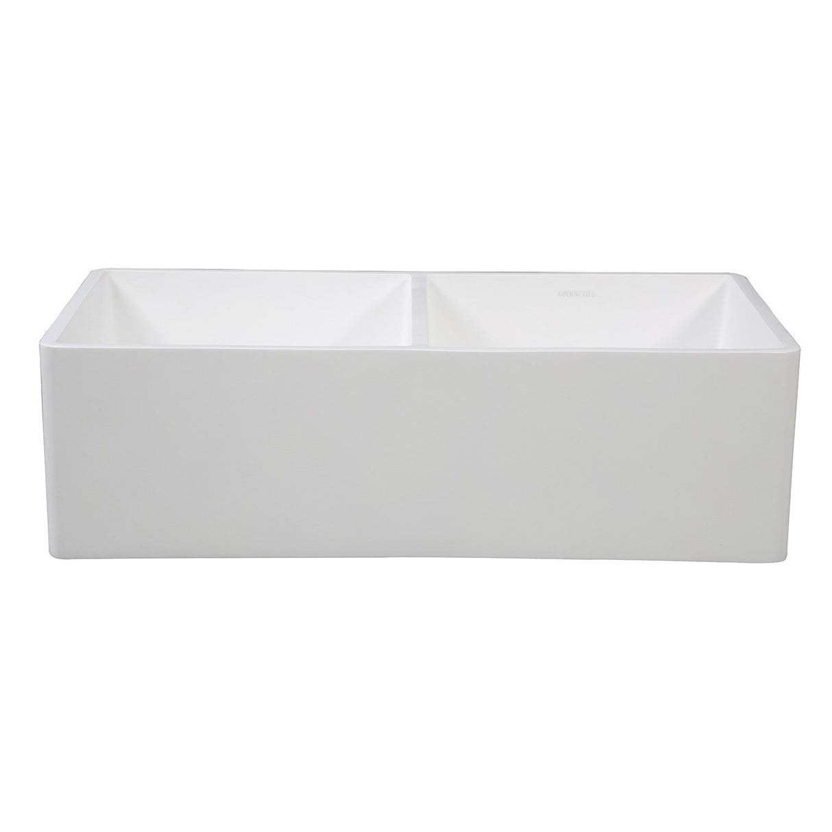 Arcticstone GKFA331810SQD 33-Inch Solid Surface White Stone Apron-Front Double Bowl Farmhouse Kitchen Sink, Matte White