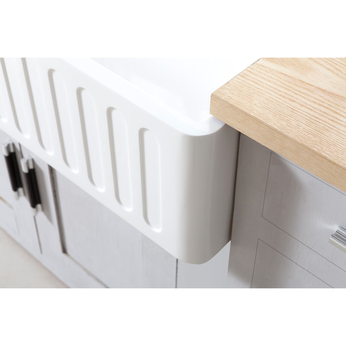 Arcticstone GKFA361810RM 36-Inch Solid Surface White Stone Apron-Front Single Bowl Farmhouse Kitchen Sink, Matte White