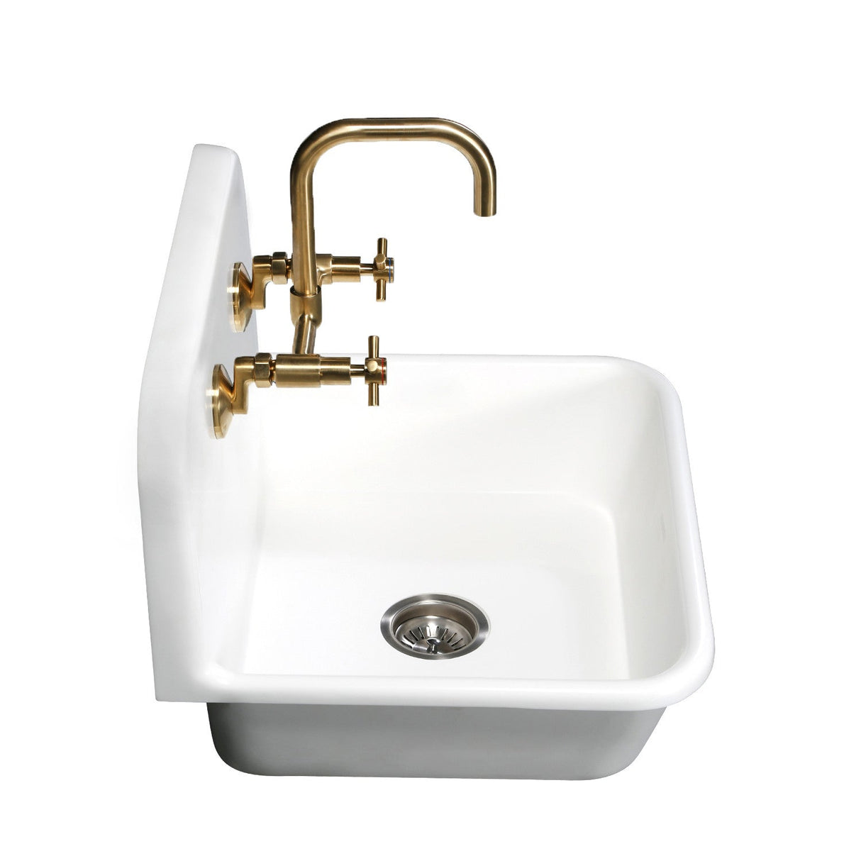 Arcticstone GKTA242119 24-Inch Solid Surface White Stone Apron-Front 2-Hole Single Bowl Top-Mount Kitchen Sink, Matte White