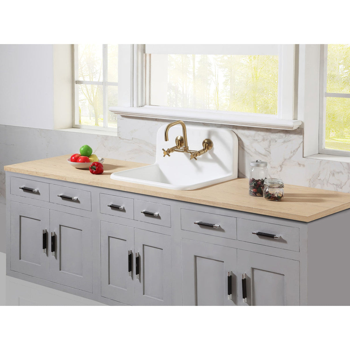 Arcticstone GKTA242119 24-Inch Solid Surface White Stone Apron-Front 2-Hole Single Bowl Top-Mount Kitchen Sink, Matte White