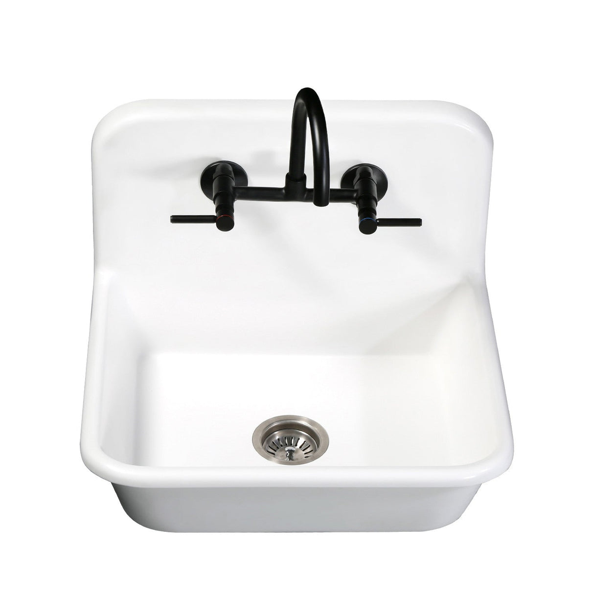 Arcticstone GKTA242119 24-Inch Solid Surface White Stone Apron-Front 2-Hole Single Bowl Top-Mount Kitchen Sink, Matte White