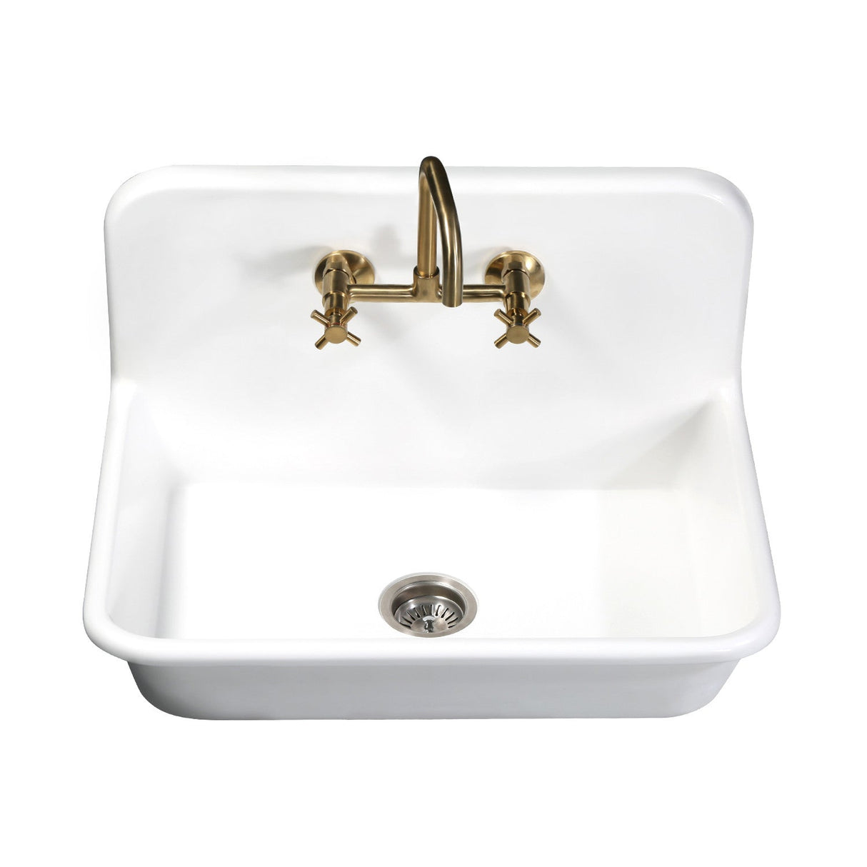 Arcticstone GKTA302119 30-Inch Solid Surface White Stone Apron-Front 2-Hole Single Bowl Top-Mount Kitchen Sink, Matte White