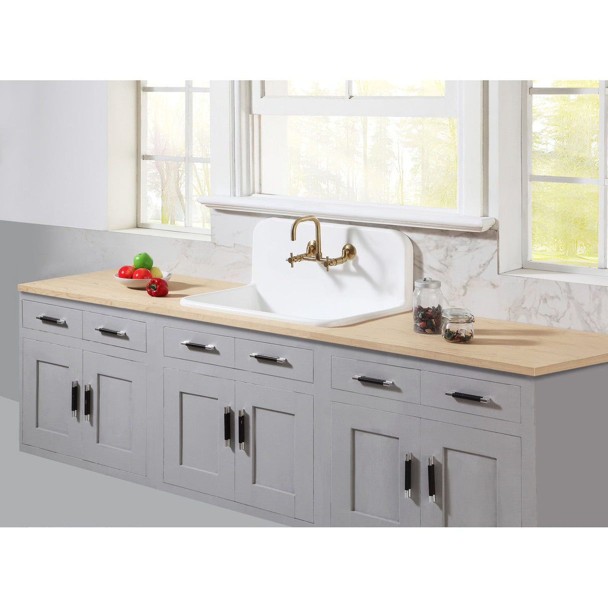 Arcticstone GKTA302119 30-Inch Solid Surface White Stone Apron-Front 2-Hole Single Bowl Top-Mount Kitchen Sink, Matte White