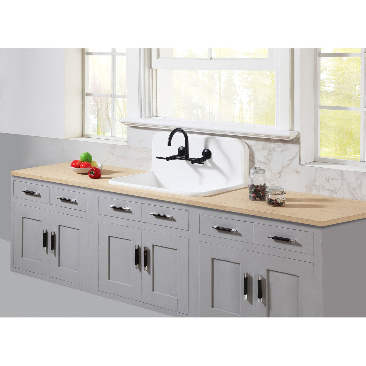 Arcticstone GKTA302119 30-Inch Solid Surface White Stone Apron-Front 2-Hole Single Bowl Top-Mount Kitchen Sink, Matte White