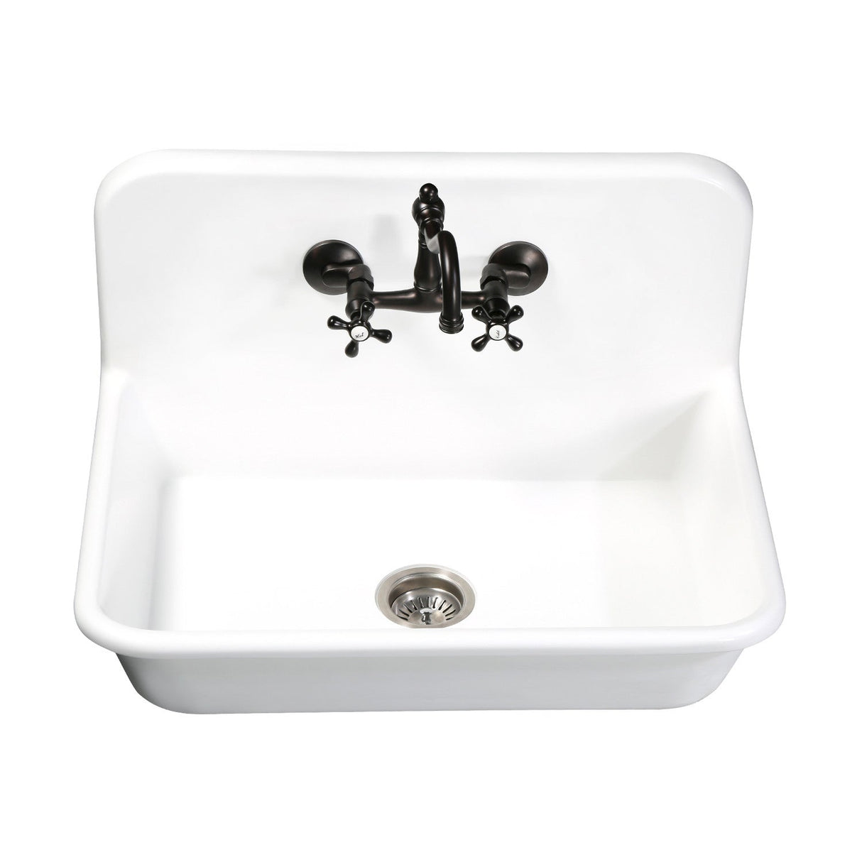 Arcticstone GKTA302119 30-Inch Solid Surface White Stone Apron-Front 2-Hole Single Bowl Top-Mount Kitchen Sink, Matte White