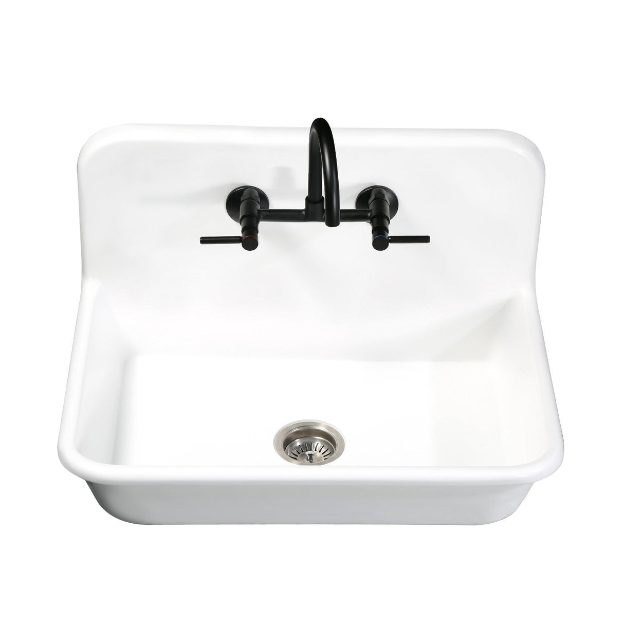 Arcticstone GKTA302119 30-Inch Solid Surface White Stone Apron-Front 2-Hole Single Bowl Top-Mount Kitchen Sink, Matte White