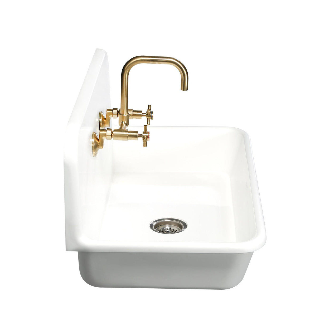 Arcticstone GKTA362119 36-Inch Solid Surface White Stone Apron-Front 2-Hole Single Bowl Top-Mount Kitchen Sink, Matte White