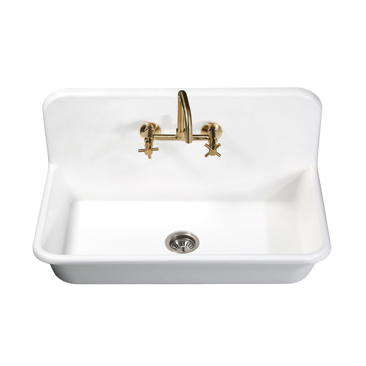 Arcticstone GKTA362119 36-Inch Solid Surface White Stone Apron-Front 2-Hole Single Bowl Top-Mount Kitchen Sink, Matte White