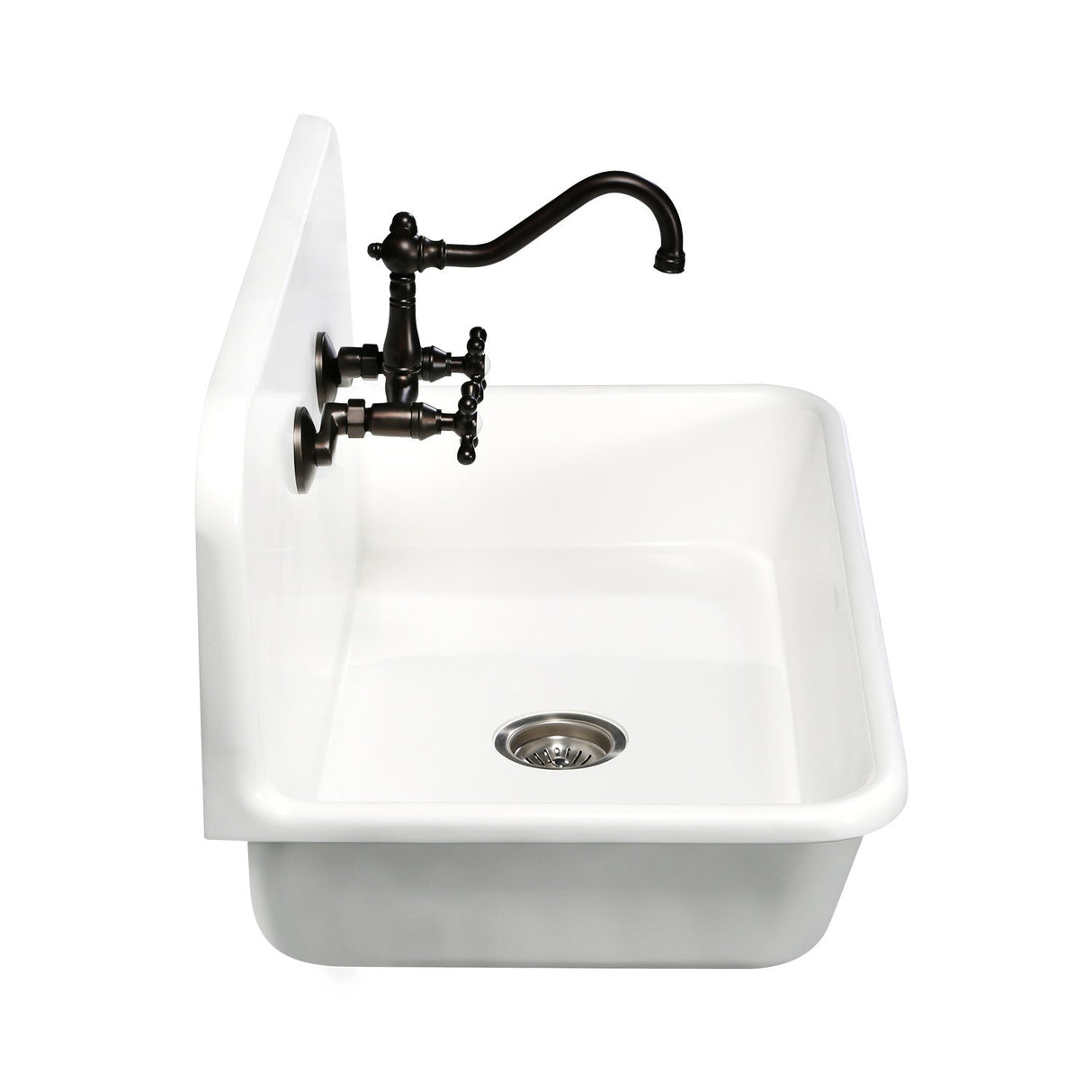 Arcticstone GKTA362119 36-Inch Solid Surface White Stone Apron-Front 2-Hole Single Bowl Top-Mount Kitchen Sink, Matte White