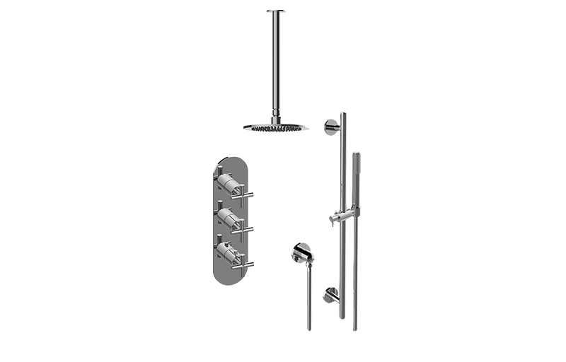 GRAFF Architectural Black M-Series Thermostatic Shower System Shower with Handshower (Rough & Trim)  GL3.011WB-C17E0-BK