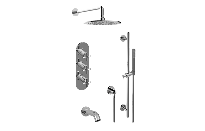 GRAFF Brushed Brass PVD M-Series Full Thermostatic Shower System (Trim Only)  GL3.612WV-C17E0-BB-T