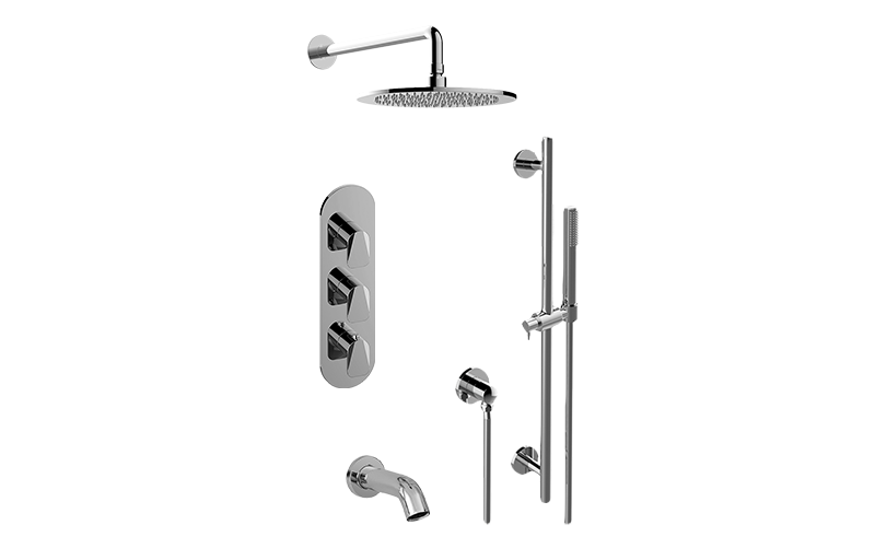 GRAFF Architectural White M-Series Full Thermostatic Shower System (Trim Only)  GL3.612WV-LM59E0-WT-T