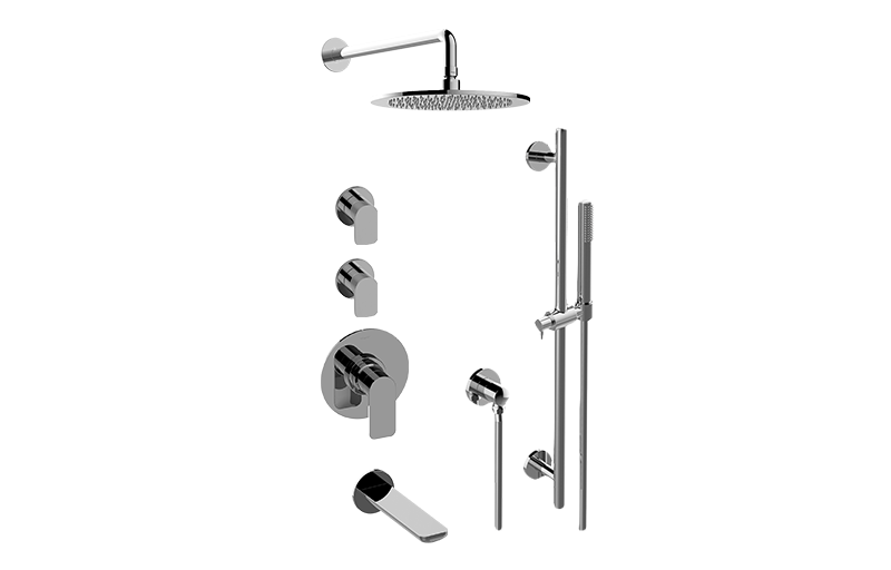 GRAFF Polished Brass PVD M-Series Thermostatic Shower System Tub and Shower with Handshower (Trim Only)  GL3.H12ST-LM42E0-PB-T