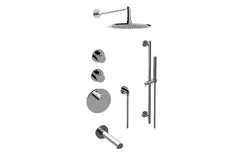 GRAFF Polished Chrome M-Series Thermostatic Shower System Tub and Shower with Handshower (Rough & Trim)  GL3.J12ST-RH0-PC