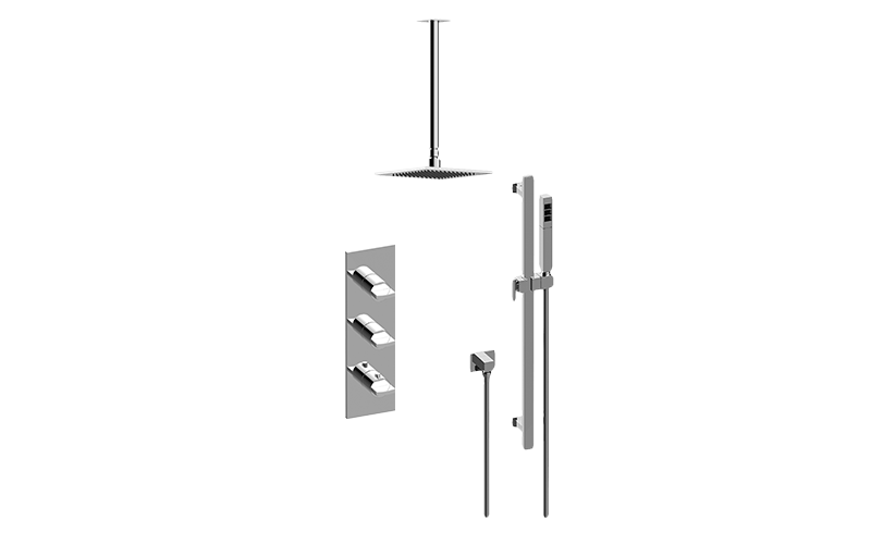 GRAFF Matte Black M-Series Thermostatic Shower System - Shower with Handshower (Trim Only)  GM3.011WB-C14E0-MBK-T