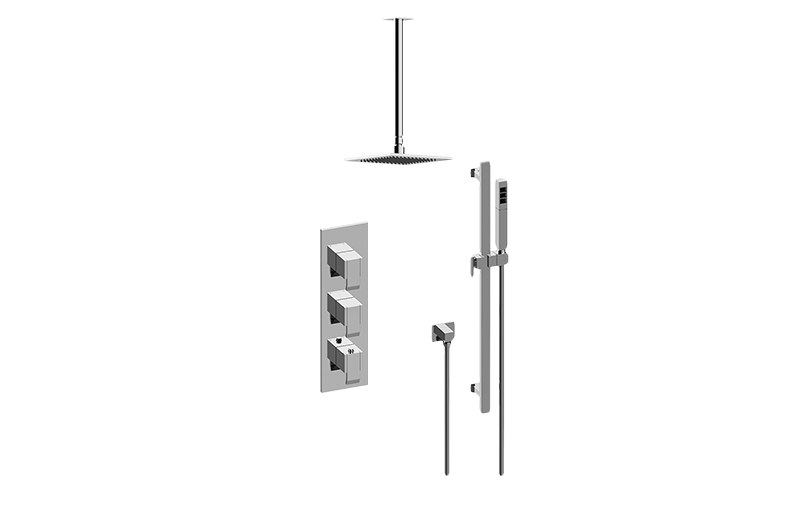 GRAFF 24K Brushed Gold Plated M-Series Thermostatic Shower System - Shower with Handshower (Rough & Trim)  GM3.011WB-LM38E0-BAU