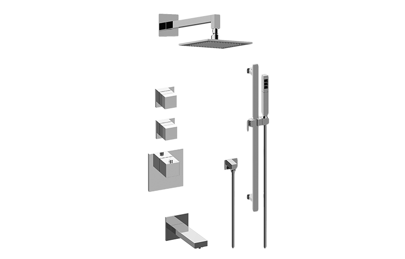 GRAFF Polished Nickel M-Series Thermostatic Shower System - Tub and Shower with Handshower (Rough & Trim)  GM3.612ST-SH0-PN