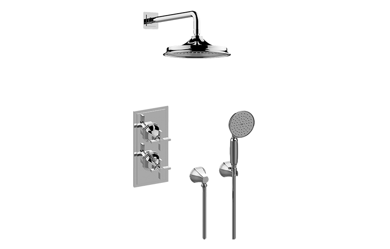 GRAFF Unfinished Brushed Brass M-Series Thermostatic Shower System Shower with Handshower (Rough & Trim)  GP2.022WD-C15E0-UBB