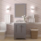 Virtu USA Caroline Avenue 24" Single Bath Vanity with White Quartz Top and Round Sink with Matching Mirror