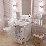 Virtu USA Caroline Avenue 24" Single Bath Vanity with White Quartz Top and Square Sink with Matching Mirror