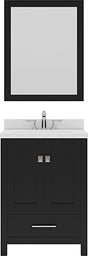 Virtu USA Caroline Avenue 24" Single Bath Vanity in Espresso with Dazzle White Top and Square Sink with Polished Chrome Faucet and Mirror - Luxe Bathroom Vanities Luxury Bathroom Fixtures Bathroom Furniture
