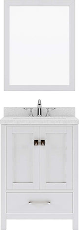 Virtu USA Caroline Avenue 24" Single Bath Vanity with Dazzle White Top and Square Sink with Polished Chrome Faucet and Mirror - Luxe Bathroom Vanities