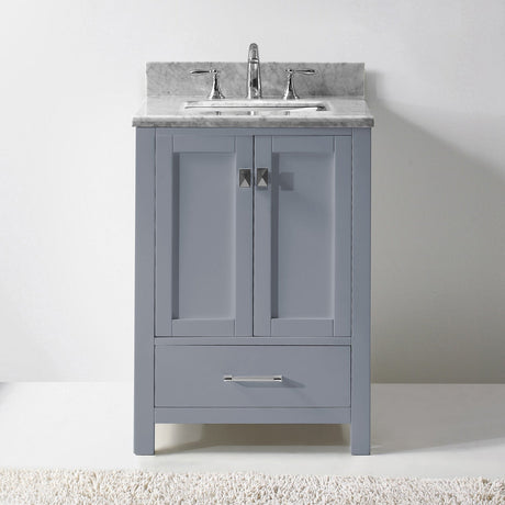 Virtu USA Caroline Avenue 24" Single Bath Vanity with White Marble Top and Square Sink with Polished Chrome Faucet