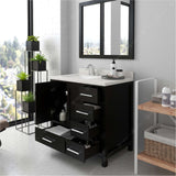 Virtu USA Caroline Avenue 36" Single Bath Vanity with Dazzle White Quartz Top and Square Sink with Matching Mirror