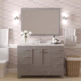 Virtu USA Caroline Avenue 48" Single Bath Vanity with White Quartz Top and Round Sink with Matching Mirror