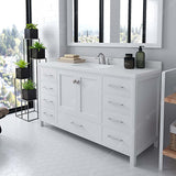 Virtu USA Caroline Avenue 60" Single Bath Vanity with White Quartz Top and Square Sink with Matching Mirror