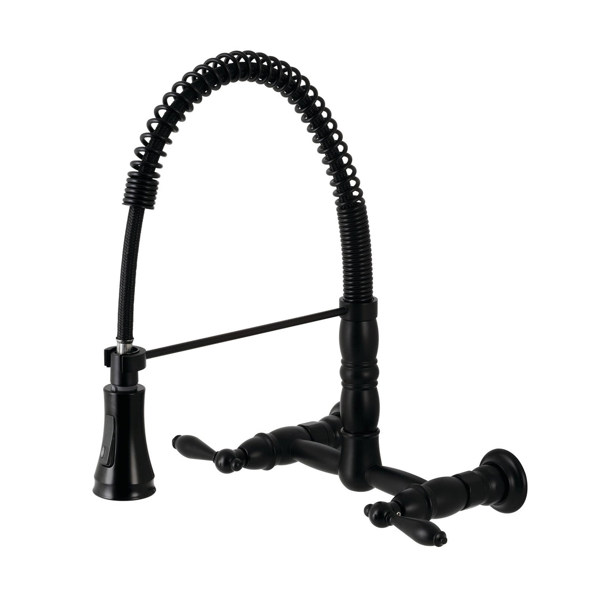 Heritage GS1240AL Wall Mount Pull-Down Sprayer Kitchen Faucet, Matte Black
