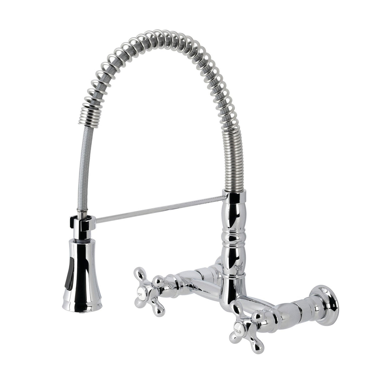 Heritage GS1241AX Wall Mount Pull-Down Sprayer Kitchen Faucet, Polished Chrome