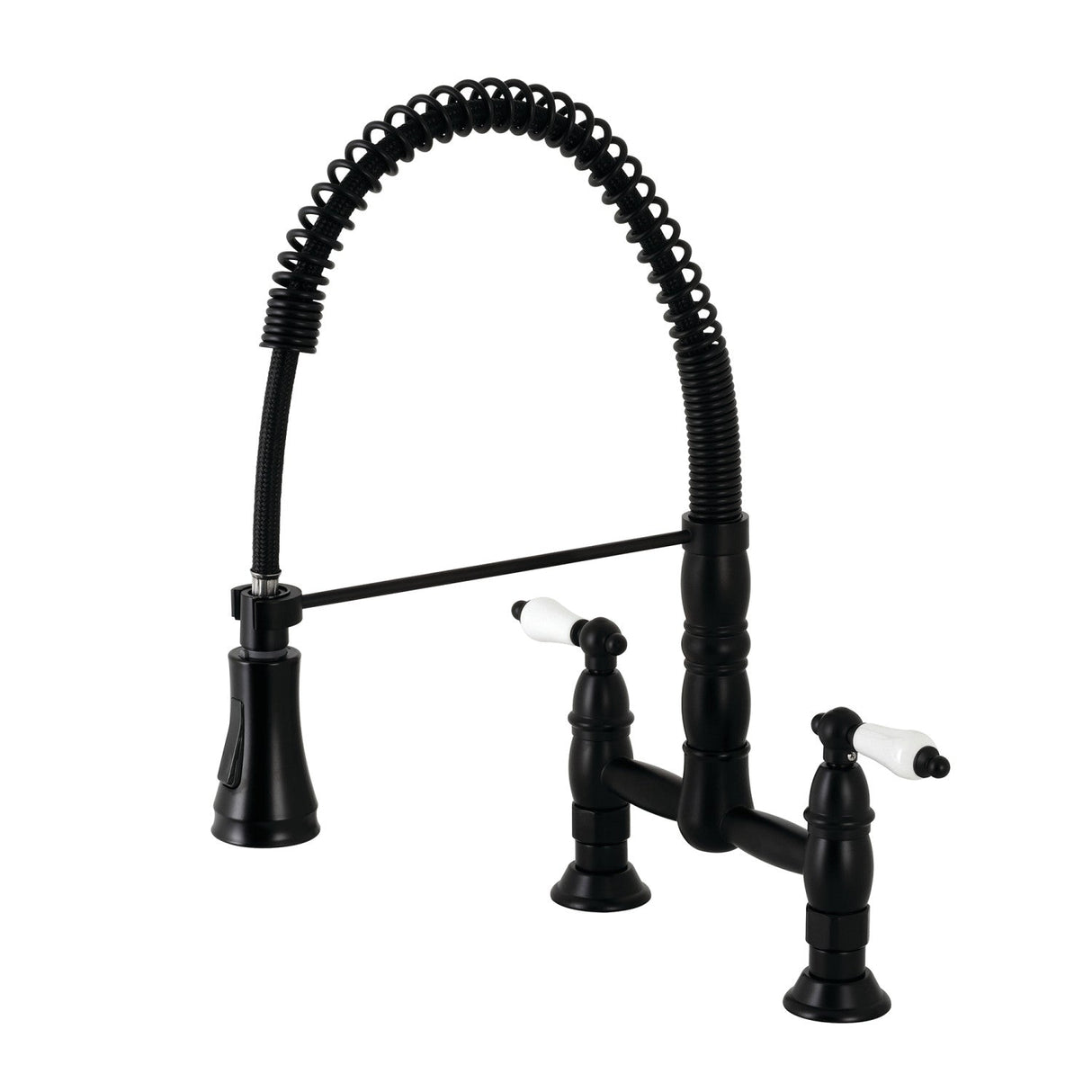 Heritage GS1270PL Two-Handle 2-Hole Deck Mount Pull-Down Sprayer Kitchen Faucet, Matte Black